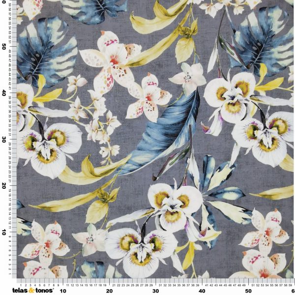 LONA ALGODON MILEY GRIS FLORES 80163479